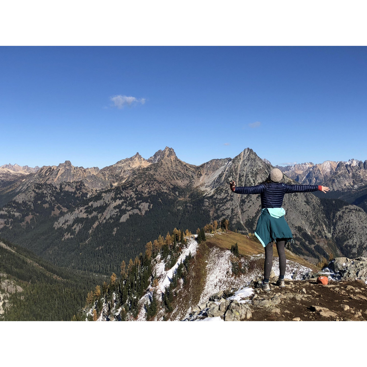 Rachel soaking in the splendor at our backpacking trip to Heather-Maple Pass in the North Cascade National Park