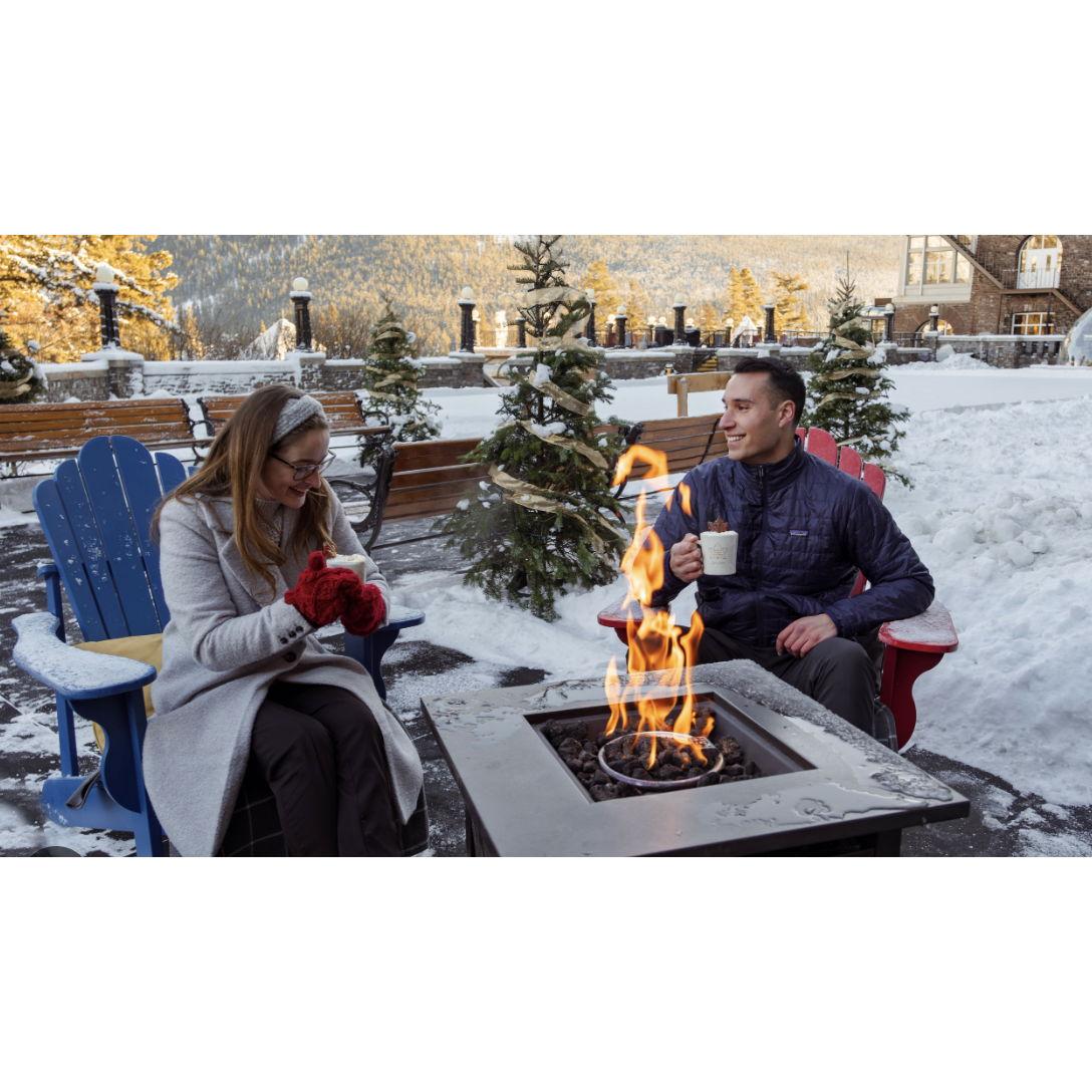 During ice skating, there will be outdoor firepits, warm drinks, marshmallow roasting, and taffy made from ice and maple syrup!