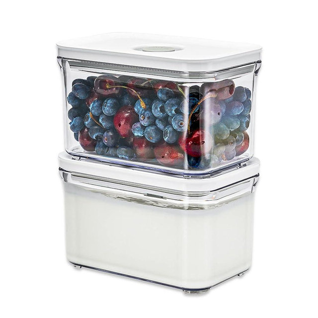 VAKUEN Premium Airtight Food Storage Containers, Rectangular 2PC(1.06qt), Smart One-Click Seal Lid, No Hinges, Patented Double Silicone Lining, 100% Leak Proof, BPA-FREE, Dishwasher, Microwave Safe