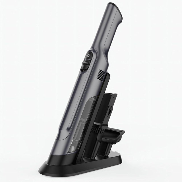 PROMOMO Handheld Vacuum Cordless, Lightweight 1.4lb with Powerful Suction, Charging Dock, Single Touch Empty and Detachable Dust Cup (Frosted Silver)
