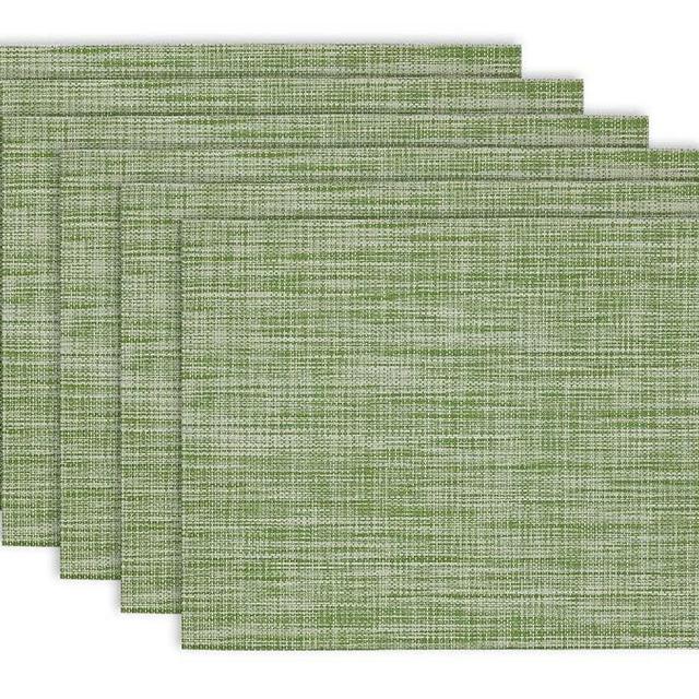 DII PVC Tabletop Collection Placemat Set, Rectangle, 13x17.25, Fig Green Tweed, 6 Piece
