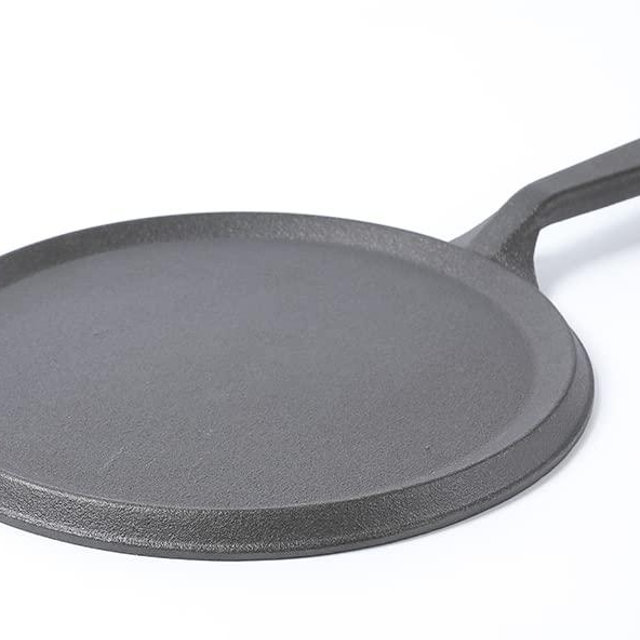HAWOK Dia.9.5 Inch Cast Iron Griddle. Pre-seasoned Comal Round Pan Perfect for Pancakes, Pizzas, and Quesadillas.