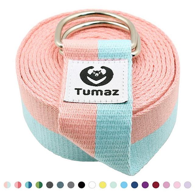 Tumaz Yoga Strap/Stretch Bands [15+ Colors, 6/8/10 Feet Options] with Extra Safe Adjustable D-Ring Buckle, Durable and Comfy Delicate Texture - Best for Daily Stretching, Physical Therapy, Fitness