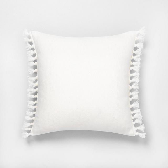 Knotted Fringe Throw Pillow Sour Cream - Hearth & Hand™ with Magnolia