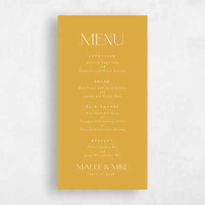 Mustard, Yellow Wedding Menu - Buenos