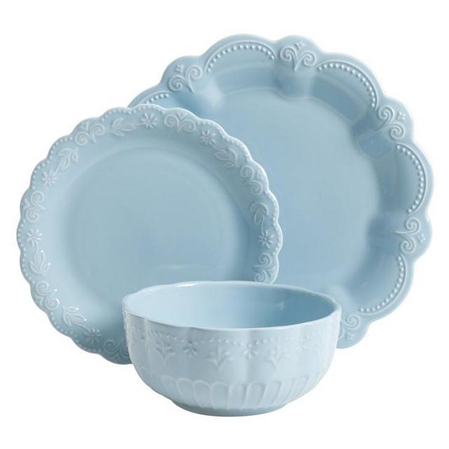The Pioneer Woman Toni Light Blue Dinnerware Set, 12-piece