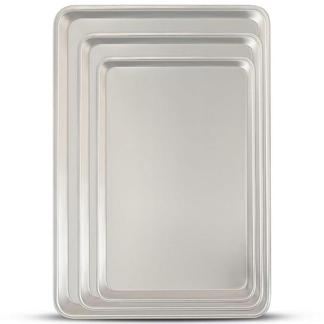 Baking Sheet Pan Set, Commercial Quality Natural Aluminum Cookie Sheets for Oven, Umite Chef Warp Resistant Nonstick Baker's Half/Quarter/Jelly Roll Pans, Thick Cookie Tray Pans for Baking, Roasting