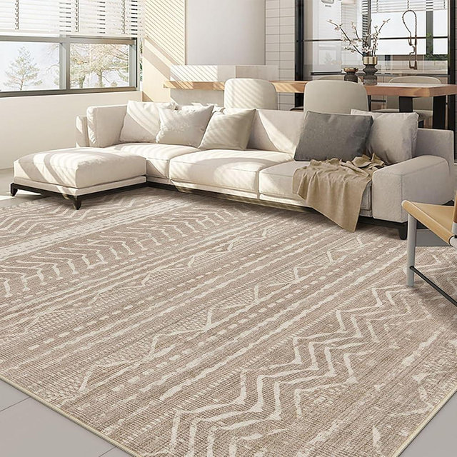 8x10 Area Rugs Living Room: Washable Boho Large Neutral Soft Farmhouse Area Rugs Stain Resistant Modern Geometric Non Slip Indoor Floor Carpet for Bedroom Nursery Kids Playroom Office Dining Room