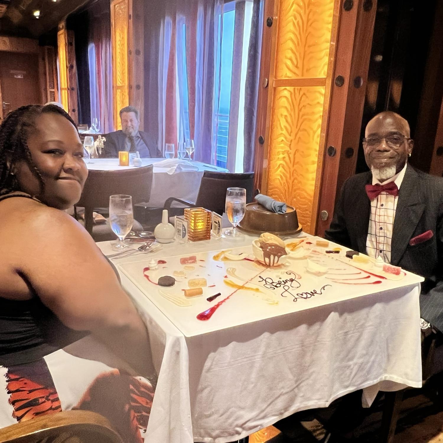 Steak dinner on cruise during our first vacation May 2022