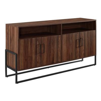 58" Modern Farmhouse TV Stand Dark Walnut - Saracina Home