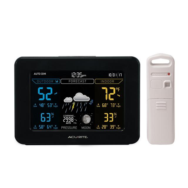 AcuRite 02027A1 Color Weather Station with Forecast/Temperature/Humidity, Dark Theme
