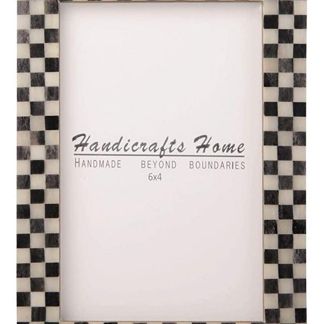 Handicrafts Home Checked Pattern Inspired Picture Frames – Bone Inlay Handmade – Ready to Hang or Sit 4X6 – Christmas Gifts