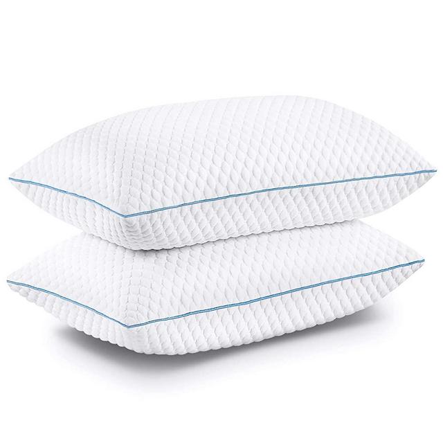 SORMAG Memory Foam Pillows, Shredded Adjustable Loft Pillow for Side and Back Sleepers, Plush Cooling Gel Pillow for Neck Pain, Luxury Hotel Bed Pillows for Sleeping 2 Pack Queen Size 20 x 30 Inches