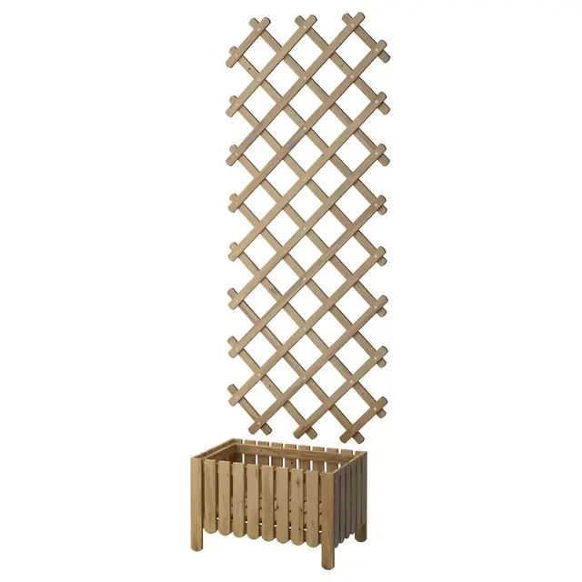 ASKHOLMENFlower box with trellis, outdoor, light brown stained