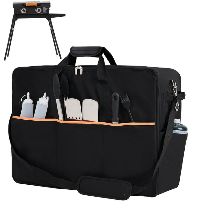 NOELIFE Carry Bag for Blackstone 22 inch Griddle & 17 inch Grill with Hood on Stand, Reinforced Hardware & Rip-Proof Heavy Duty Fabric, Outdoor Tabletop Grill Carrying Case, Black (Bag Only)