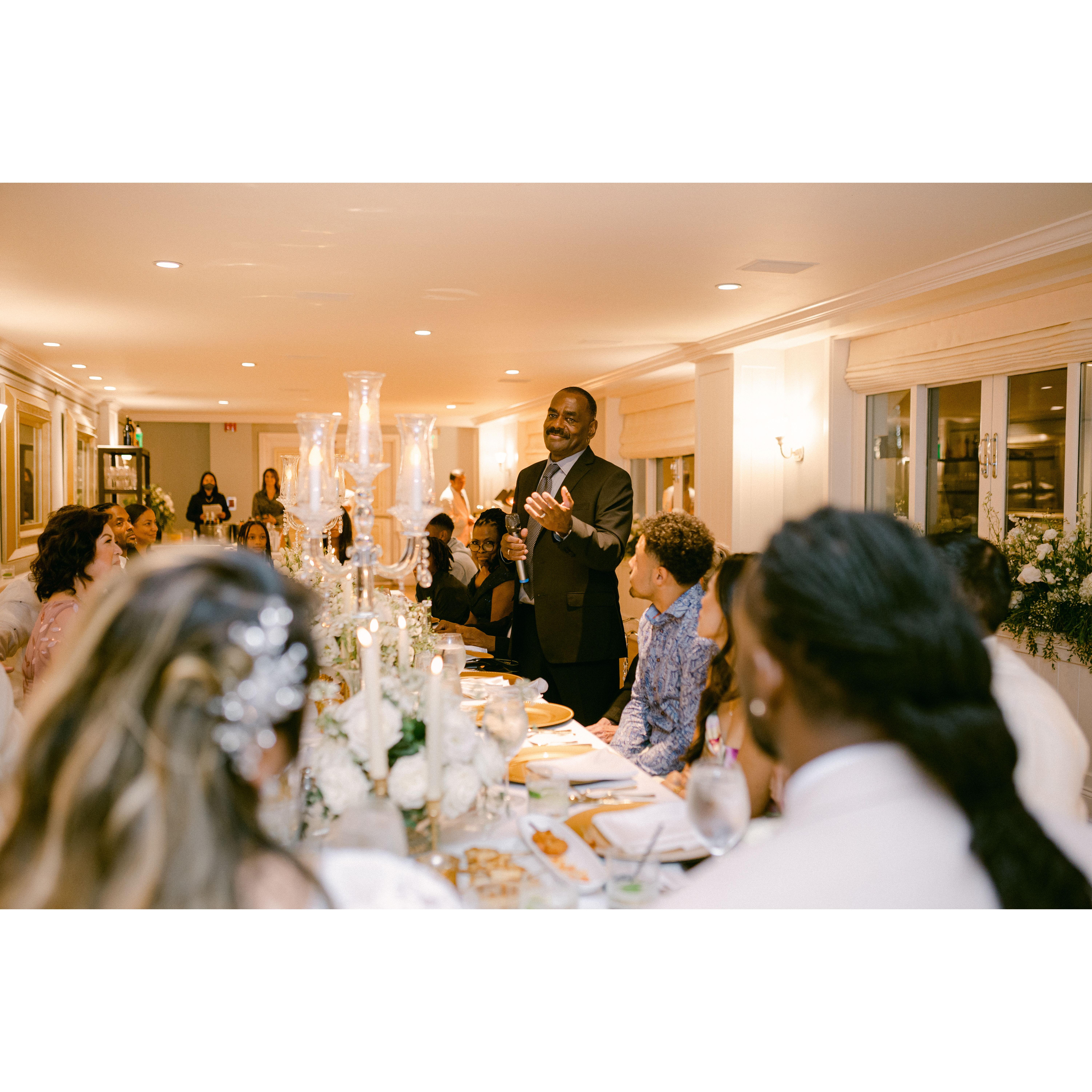 Pops Leslie welcoming Aprille to the family.