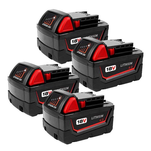 4-Pack 4.0Ah 18V Battery for Milwaukee Lithium Battery Replacement Milwaukee XC 48-11-1840, 48-11-1815, 48-11-1820, 48-11- 1850 Compatible with Milwaukee 18-Volt Cordless Power Tools Batteries