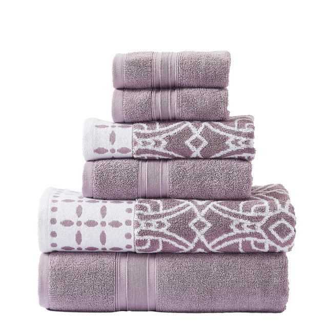 Modern Threads Monroe 6-pc Yarn Dyed Jacquard/Solid Towel Set, Orchid