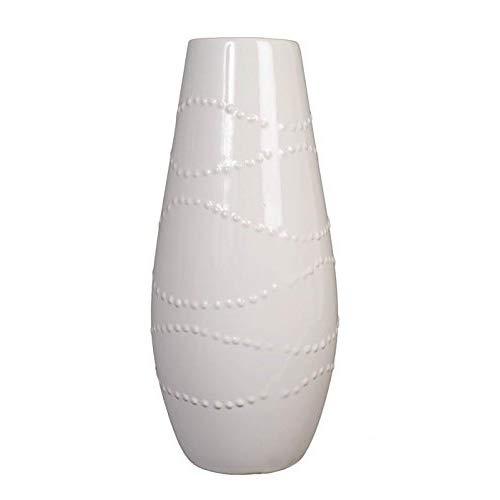 Hosley 12 Inch High White Textured Ceramic Vase Ideal Gift for Weddings Party Home Spa Settings Reiki O3
