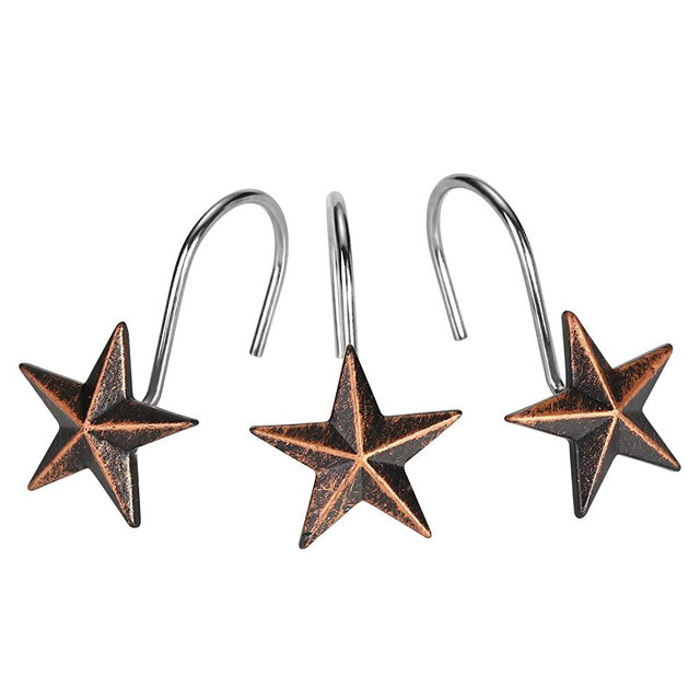 AGPTEK Shower Curtain Hooks, 12PCS Anti Rust Decorative Resin Hooks for Bathroom, Baby Room, Bedroom, Living Room Decor (Star)