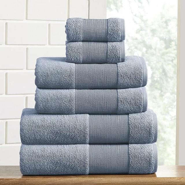 Amrapur Overseas Air Cloud 100-Percent Combed Cotton Towel Set, 6-Piece, Blue