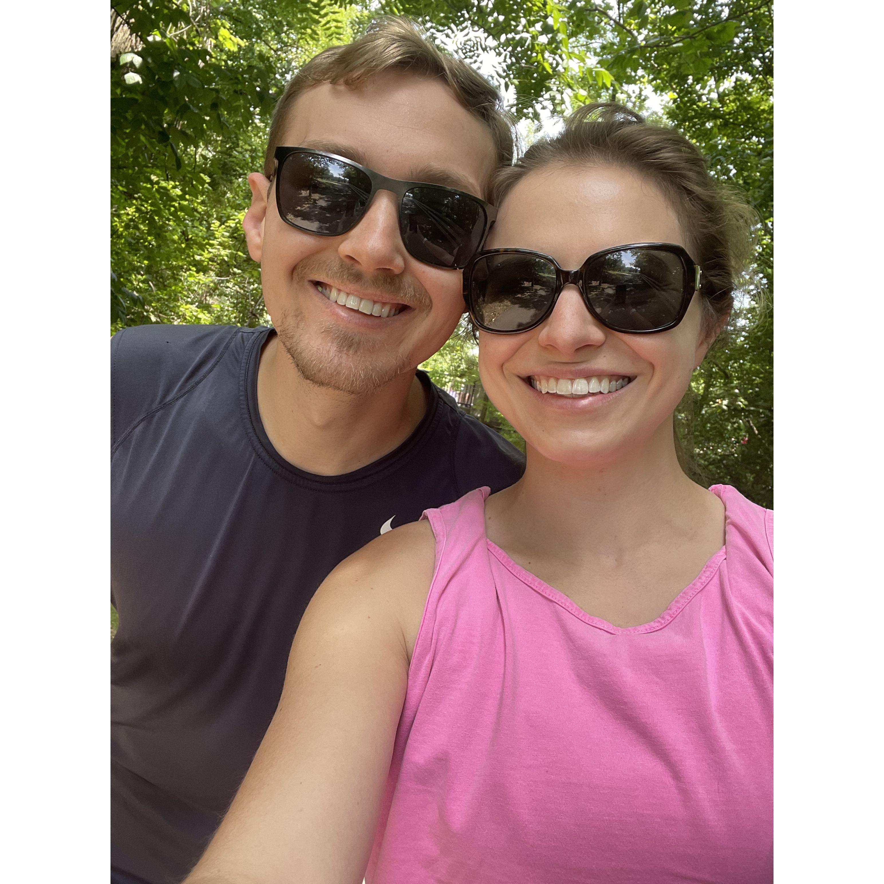 In 2021, the couple went on a Fourth of July hike and stumbled across a parade. They were the only two in the crowd not dressed patriotically.