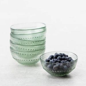 Vintage Glassware Dessert Bowls - Sage Green, Set of 6