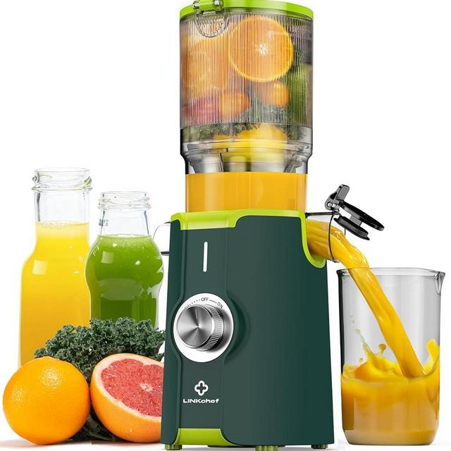 LINKChef Cold Press Juicer Machines for Vegetables and Fruits, 4.35" Wide Chute Masticating Juicer with Pulp Separator, Easy to Clean, BPA-Free, Compact Electric Slow Juice Extractor for Whole Fruit