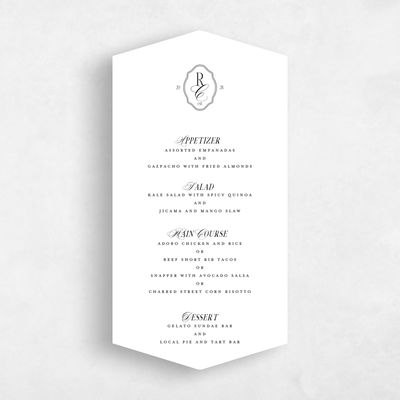 White Diamond Wedding Menu - Kotor