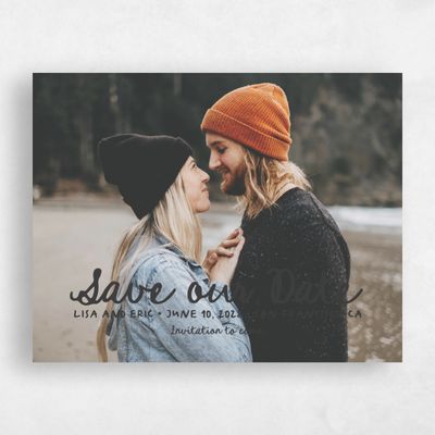 Dark Charcoal, Grey Wedding Save the Date - Brielle Photo