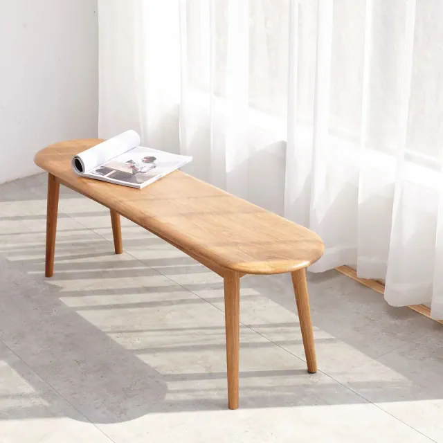 Okak 39"L Solid Wood Dining Chair Table Bench, Rustic Wooden Kitchen Chairs, Simple and Natural Dining Bench for Living Room Kitchen, Oak
