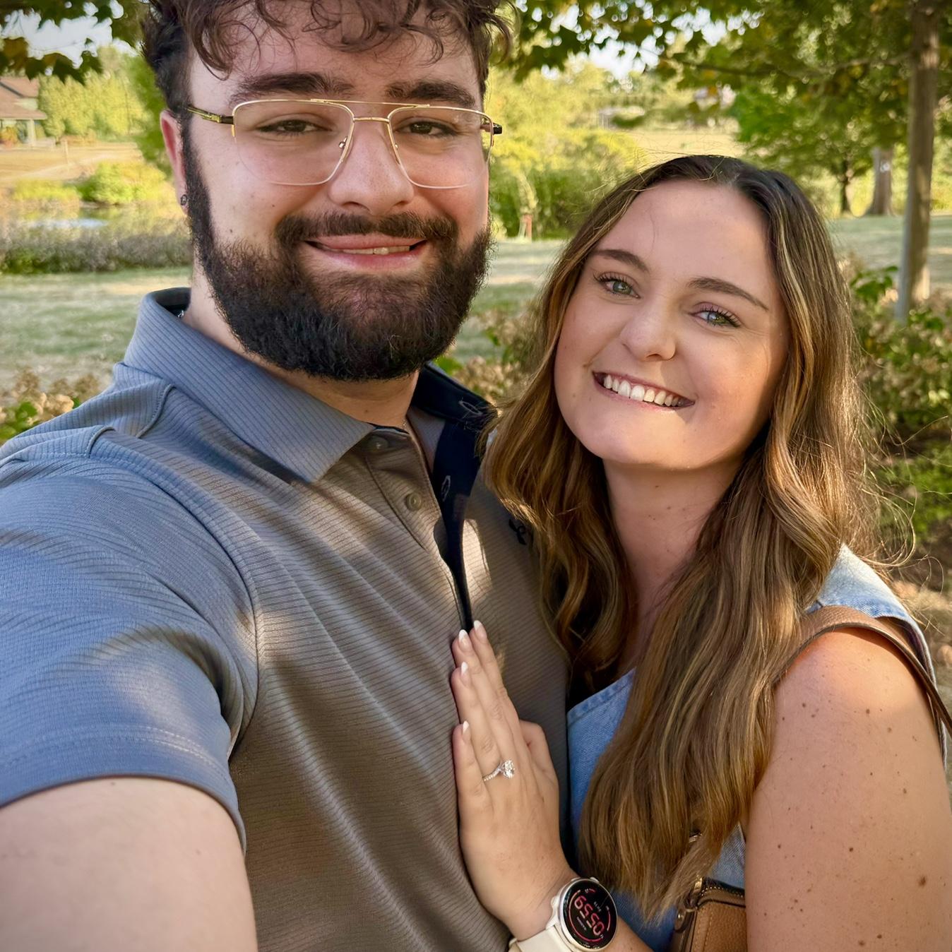 Moments after the proposal at Cox Arboretum!