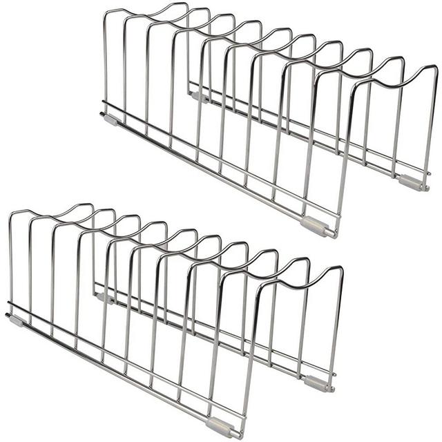 Pot Lid Organizer, Pot and Pan Lid Holder Kitchen Pot Lid Rack, Best Organization Tool Suitable for Baking Pan, Cutting Board, Trays JORETLE(2 PCS, 8 Silicone Foot Covers)