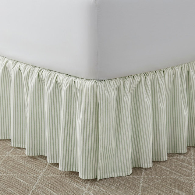 Laura Ashley Classics 100% Cotton - Ruffled Bedskirt Green- Queen