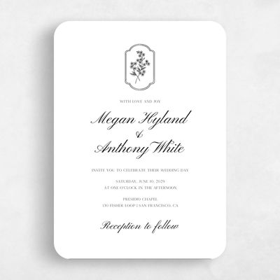 White Rounded Wedding Invitation - Pino Portrait