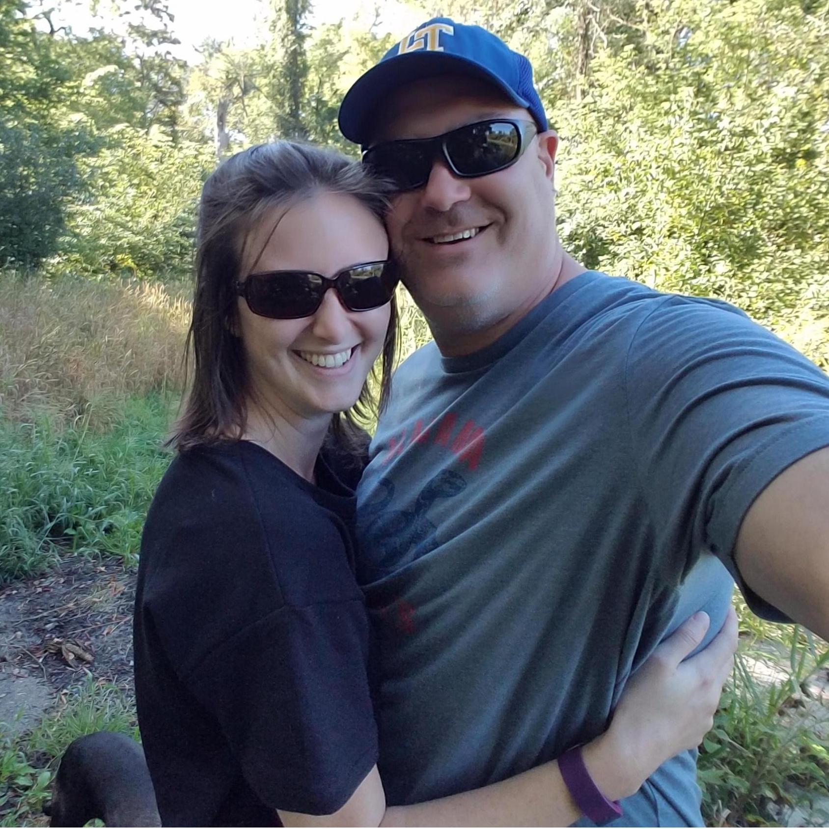Trekking through the forest preserve. Ellie's butt photo-bombed us :D