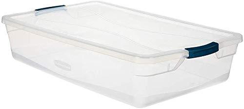 Rubbermaid Cleverstore Stackable Plastic Storage Containers with Durable Latching Clear Lids, 41 Quart-4 Pack