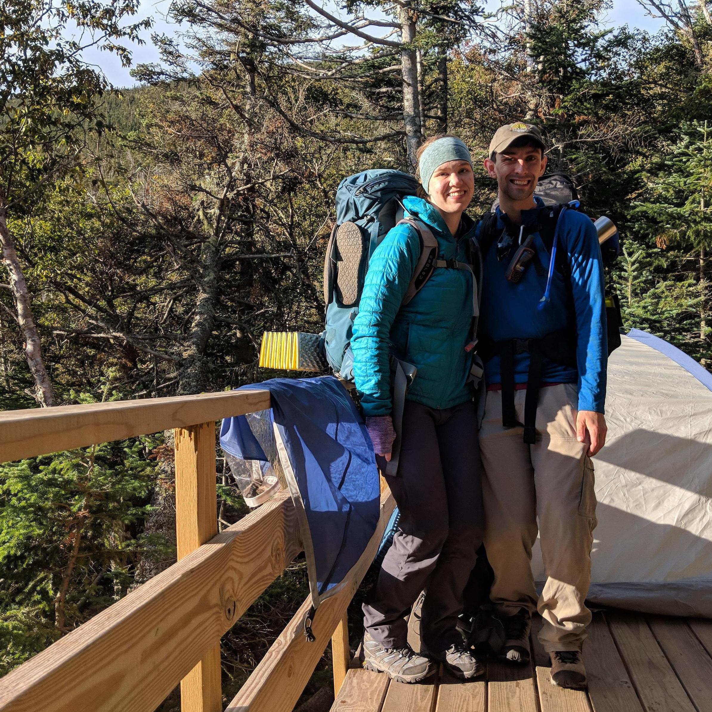 Our tent site on the Pemi Loop. It was so crowded that 4 tents were crowded onto this small platform!
