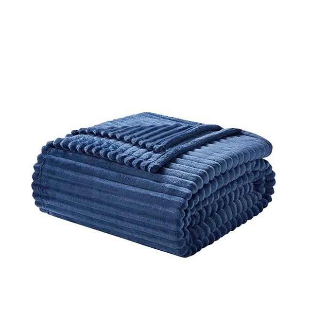 Nestl Navy Fleece Blanket – Bed Blankets Queen Size, Lightweight Fuzzy Blanket, Super Soft Blanket, Queen Size Blanket for Bed, Cut Plush Blanket, 90 x 90 Inches Warm Cozy Queen Blanket