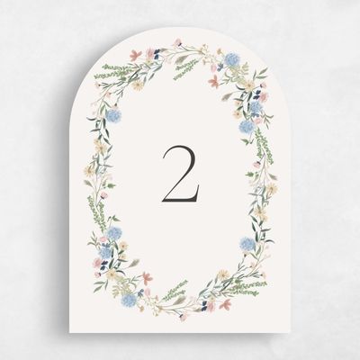 Beige Arch Wedding Table Number - Laurelwood Portrait