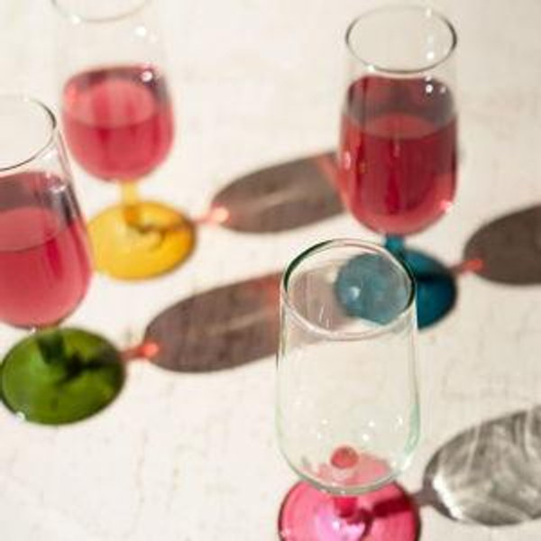 Set of 4 Aperitif Glasses with Colored Stems