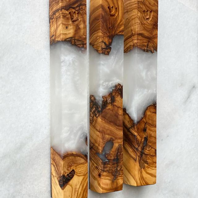 Olive Wood White Mezuzah