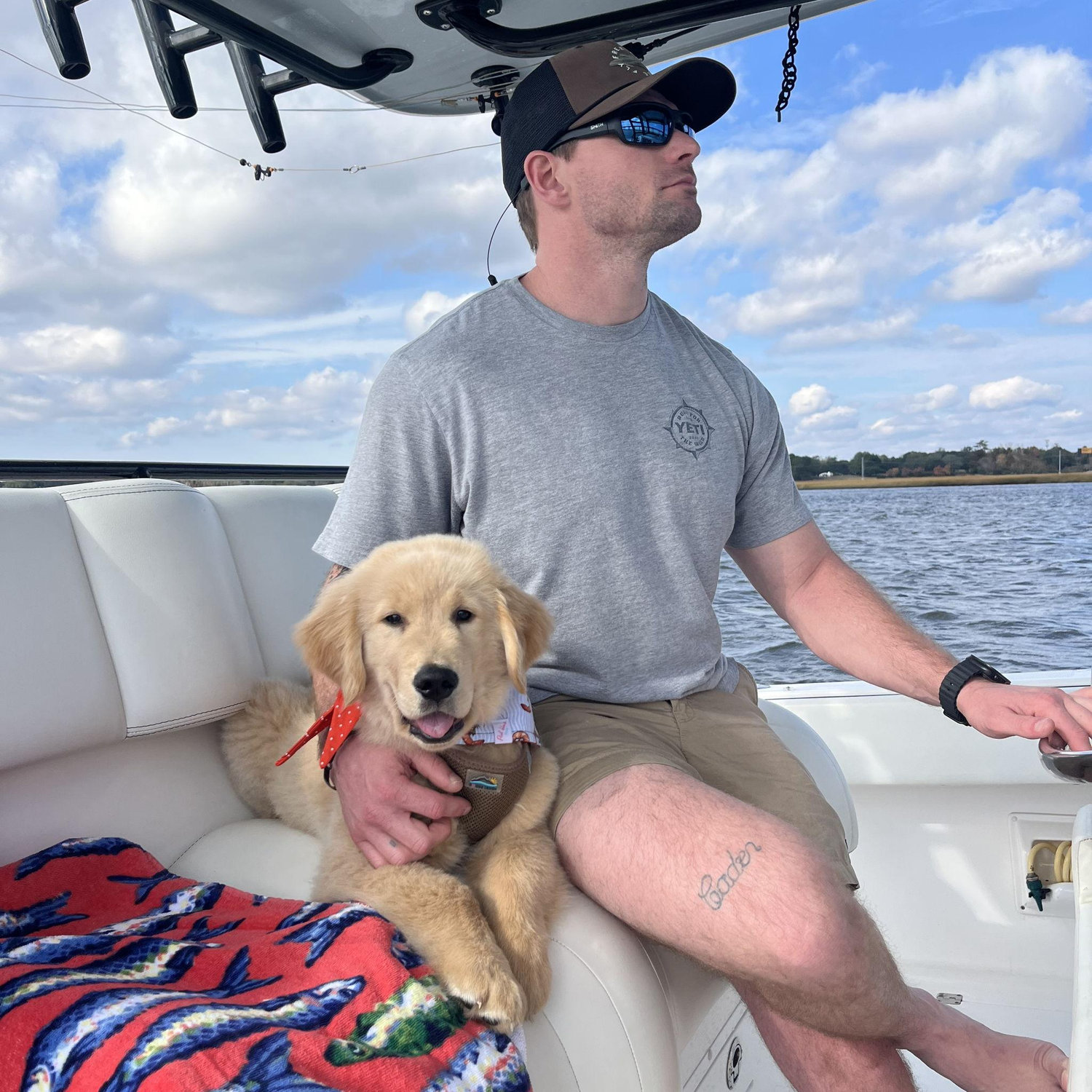 Hank's first time on the boat!