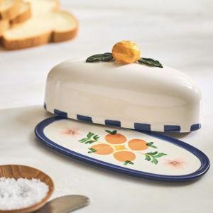 Valencia Citrus Stoneware Butter Dish