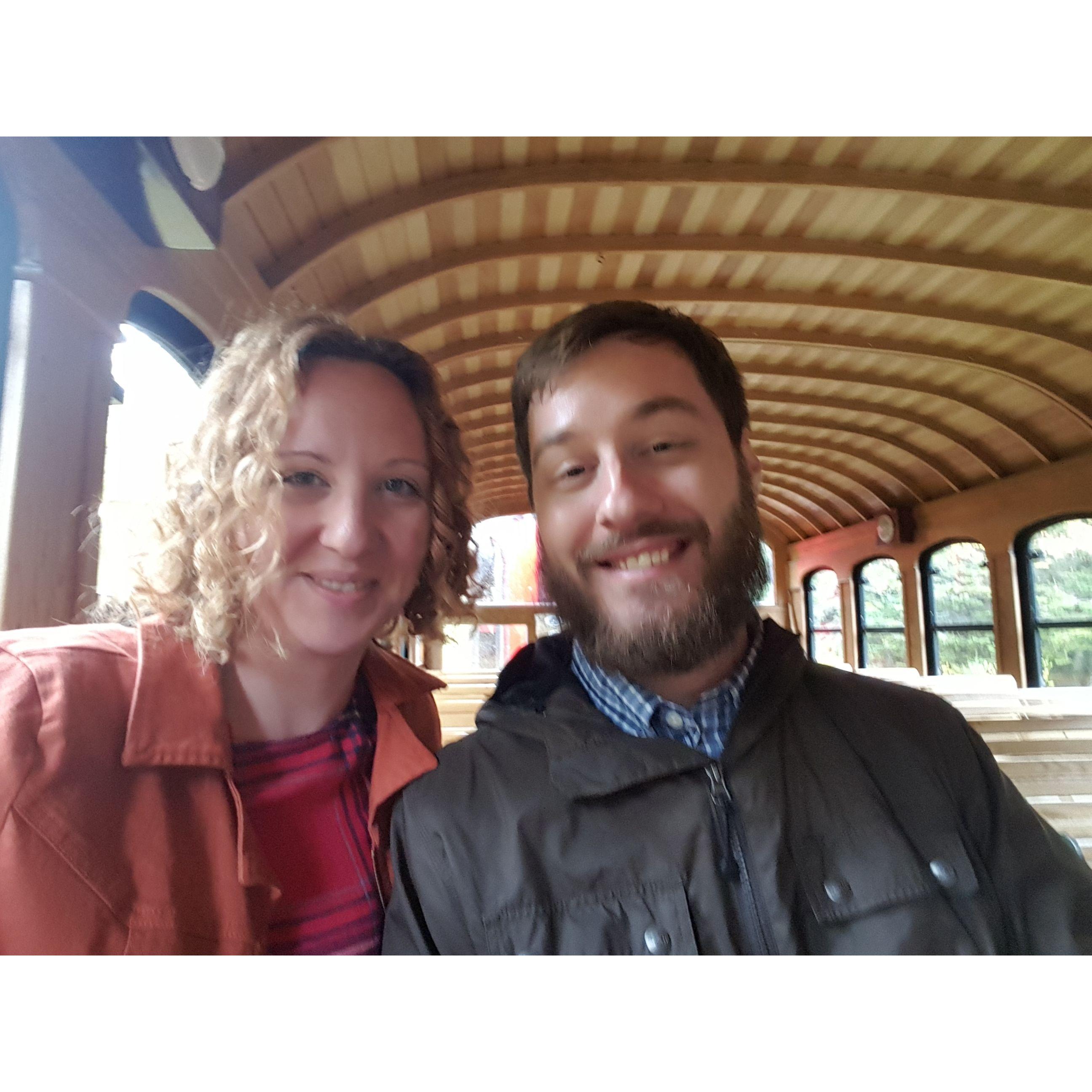 Relaxing on the "trek" up the Mount Washington Cog Railway