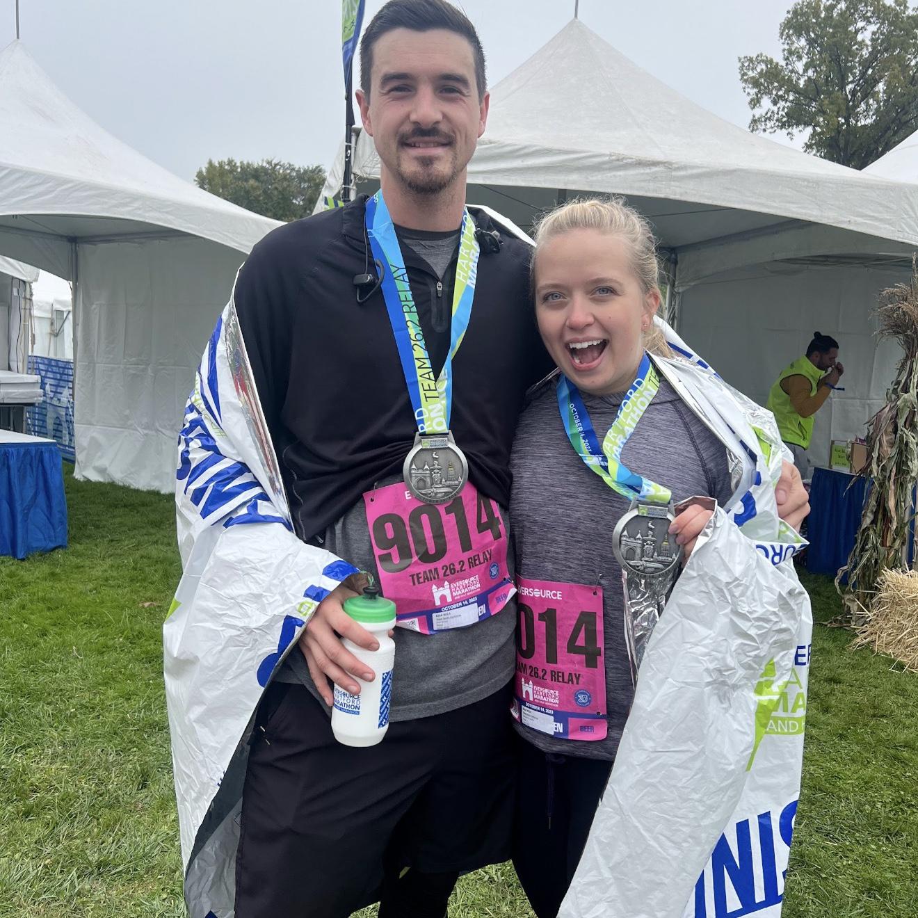 Daniel made me run the marathon relay with him and bestie Kevin, they let me run 2 miles and cross the finish line pretending I ran the whole thing 😂