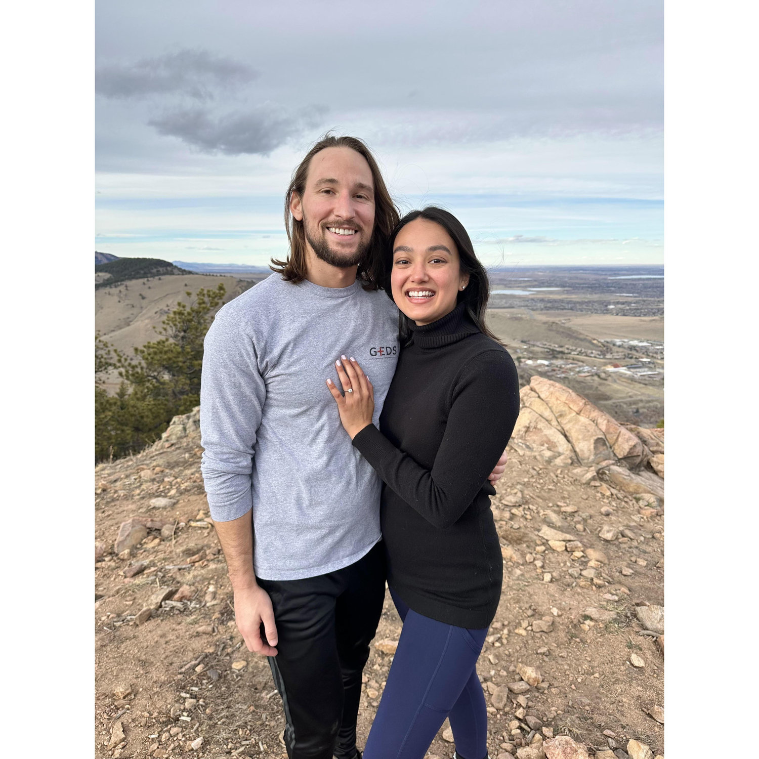 March 21, 2025- Engaged! Hiking at Mount Galbraith Park.