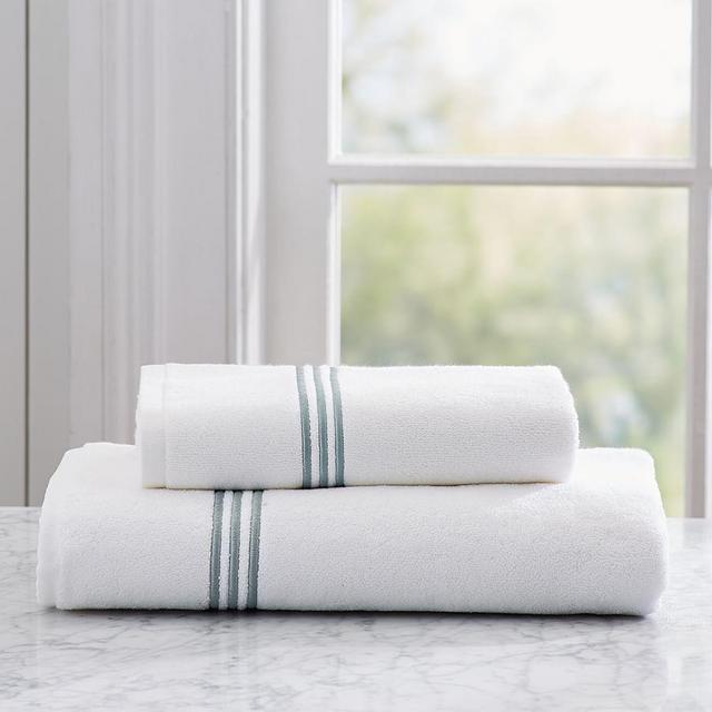 Grand Organic Embroidered Hand Towel, Porcelain Blue