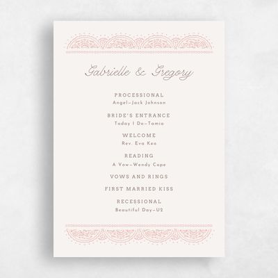 Dusty Peach, Beige Wedding Program - Carmel