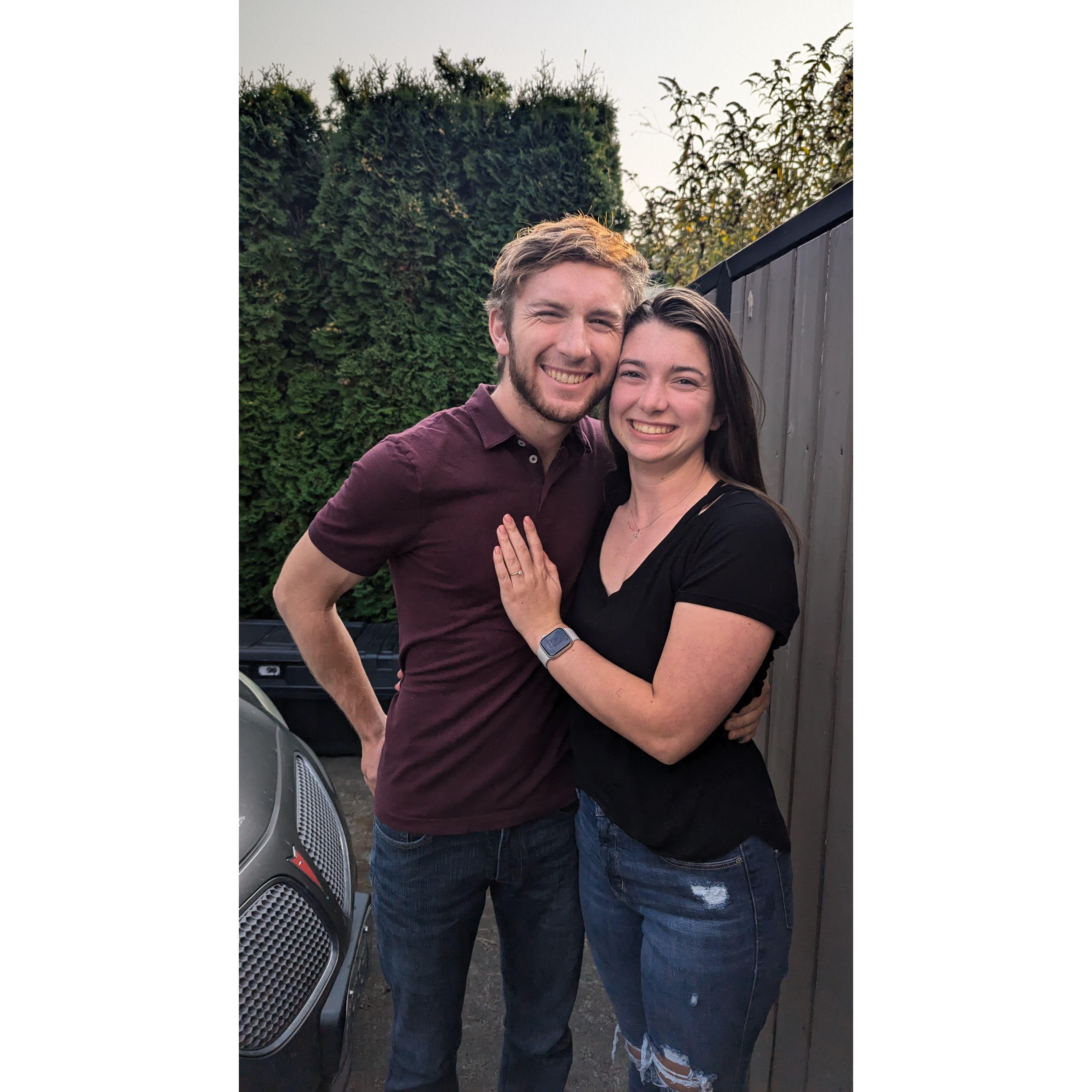 Our first "we're engaged" photo